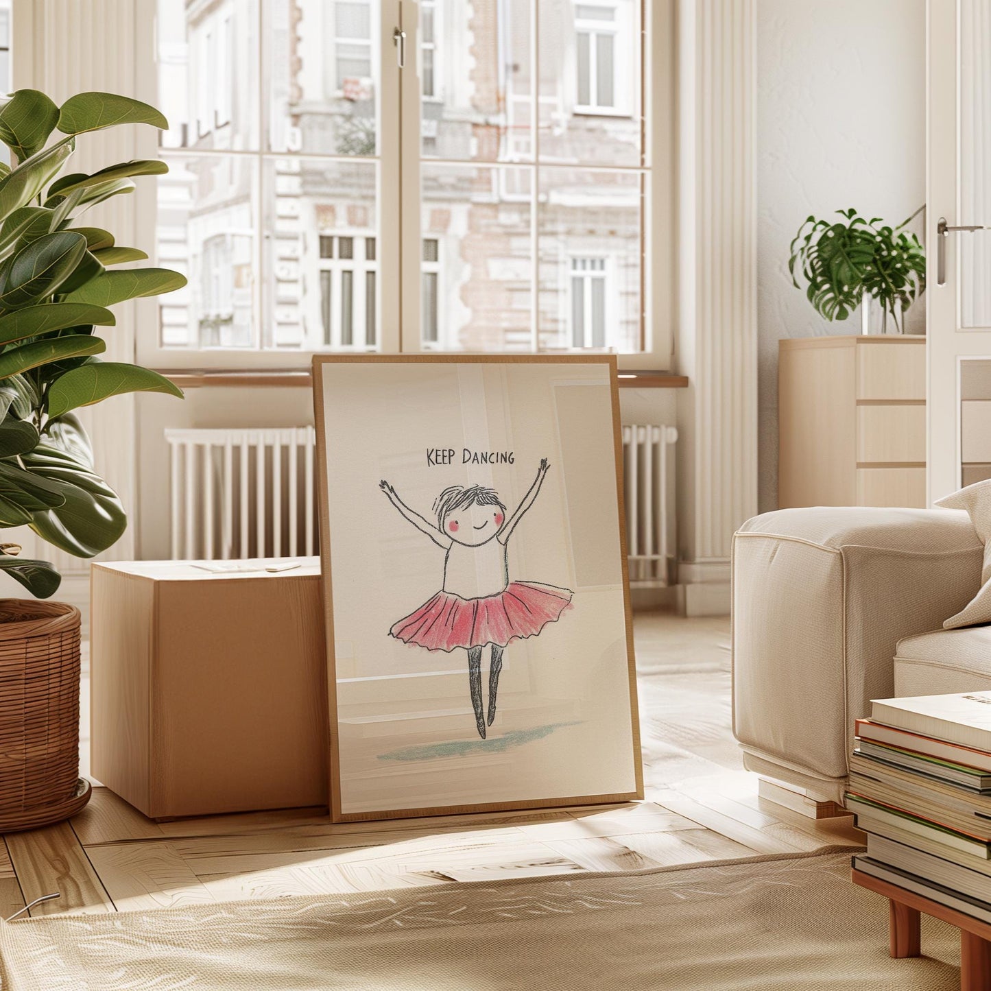 Kids Ballet Poster – Whimsical Ballerina Print with Pink Tutu | Nursery Wall Art