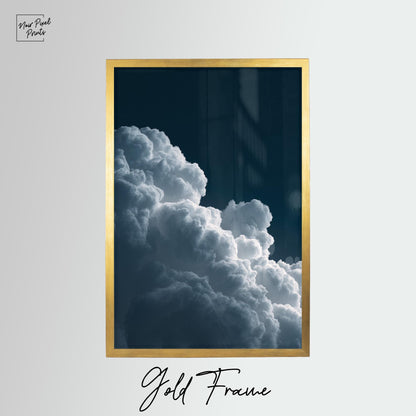 Deep Blue Night Sky Cloud Wall Art – Minimalist Wall Decor with Sustainable Wood Frame