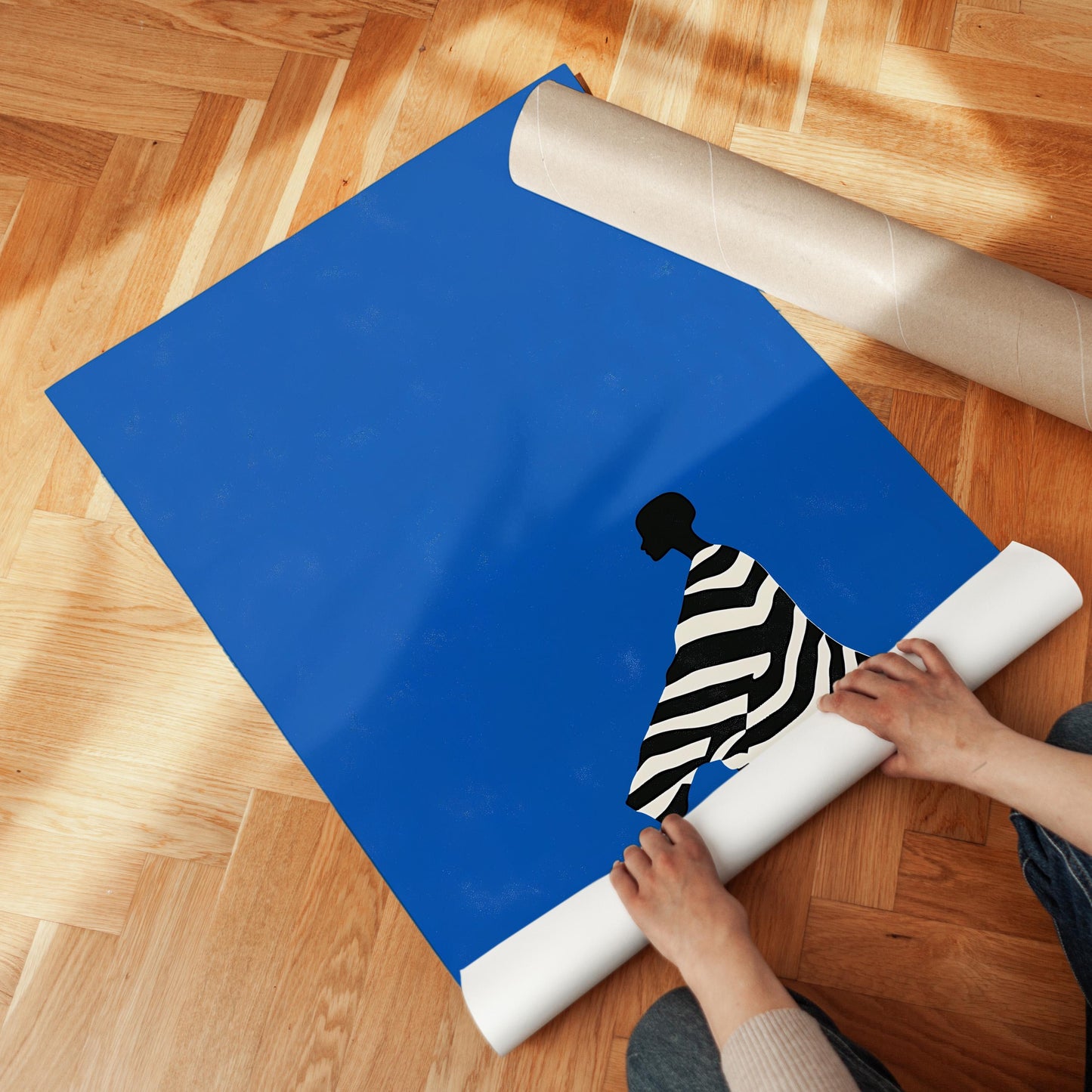 Electric Blue Wall Art – Large Abstract Canvas Art | Cobalt Blue Painting, Gallery Style