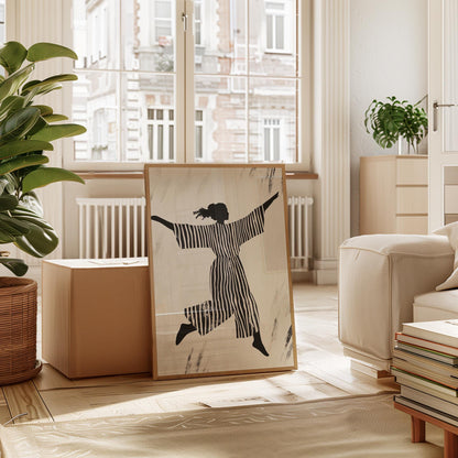 Silhouette Dance Poster – Black White Print on Fine Art Paper, Retro Design