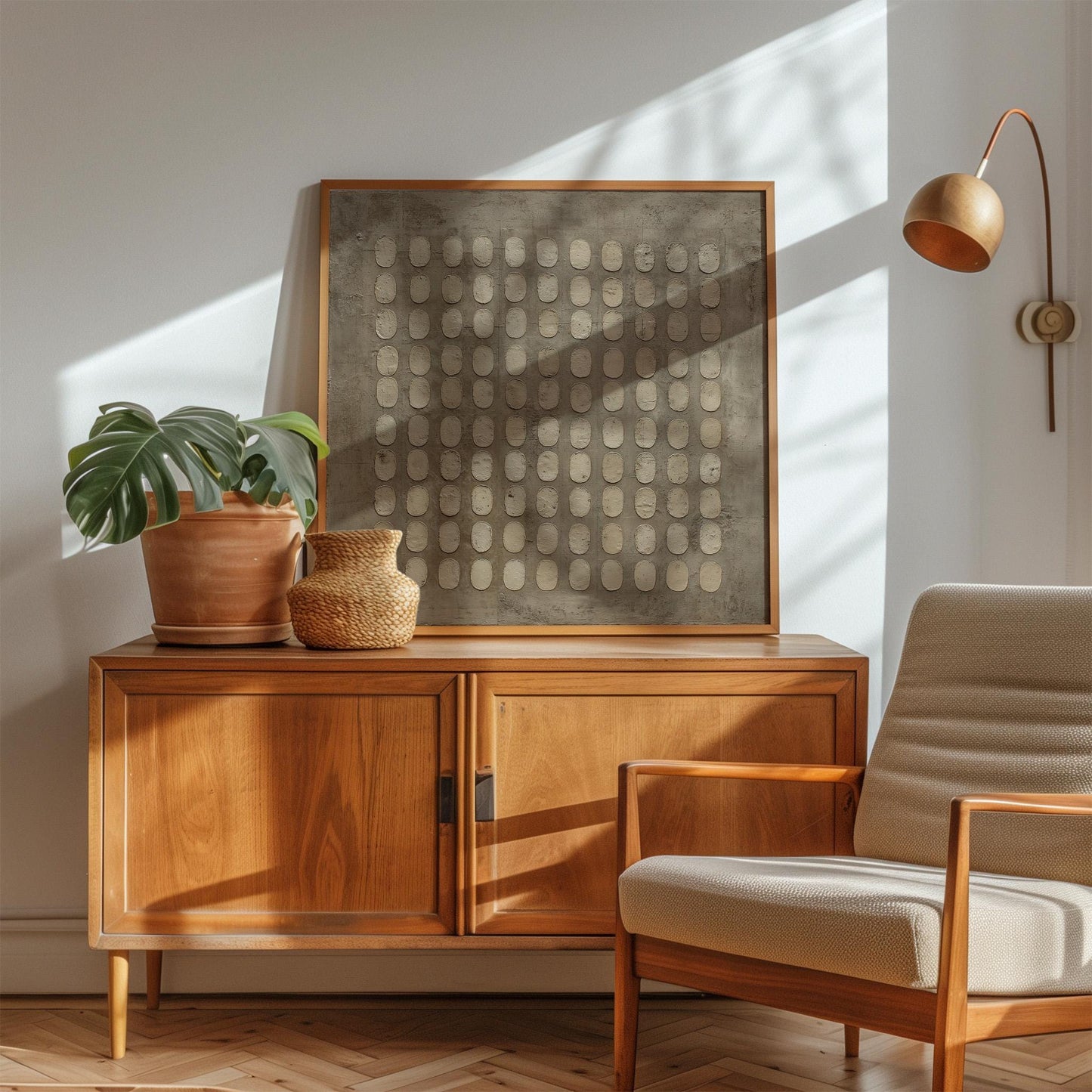 Geometric Canvas Art - Minimalist Wall Decor | Earth Tone Artwork, Framed or Unframed