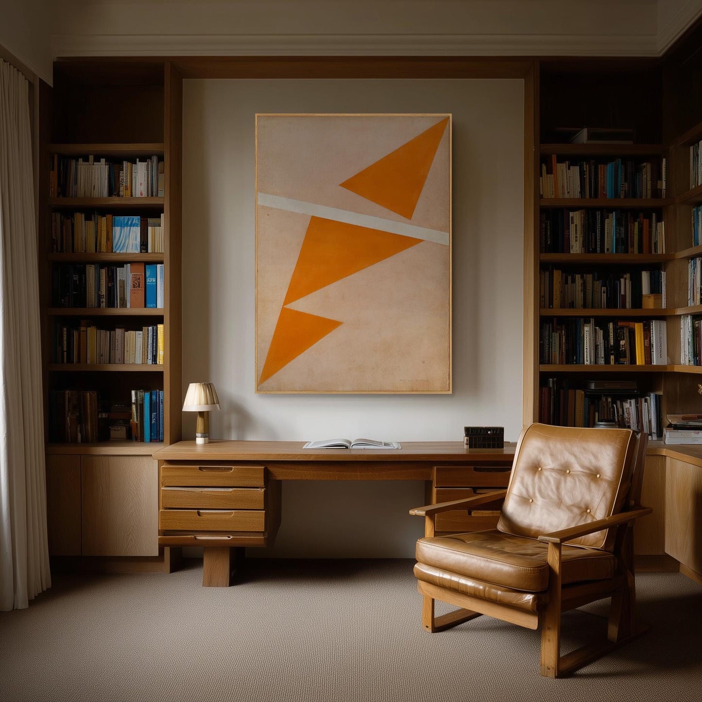 Orange Geometric Triangle Canvas Art