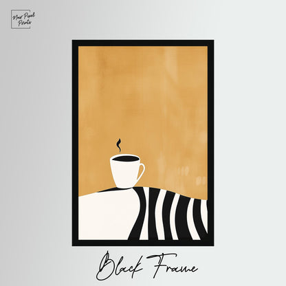 Coffee Cup Wall Art - Minimalist Kitchen Art | Modern Coffee Print Canvas
