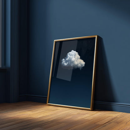 Indigo Cloud Wall Art - Minimalist Blue Sky Decor on Premium Cotton Canvas