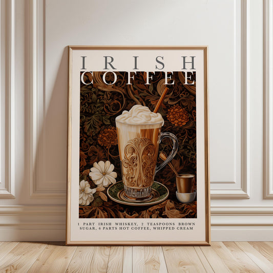 Irish Coffee Print – Vintage Cocktail Art | Baroque Wall Decor | Giclée Fine Art