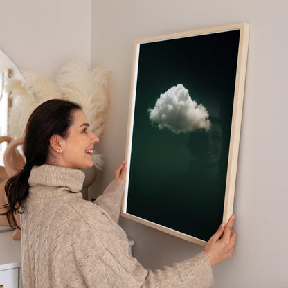 Emerald Green Wall Art - Abstract Minimalist Home Decor | Framed Floating Wood Print