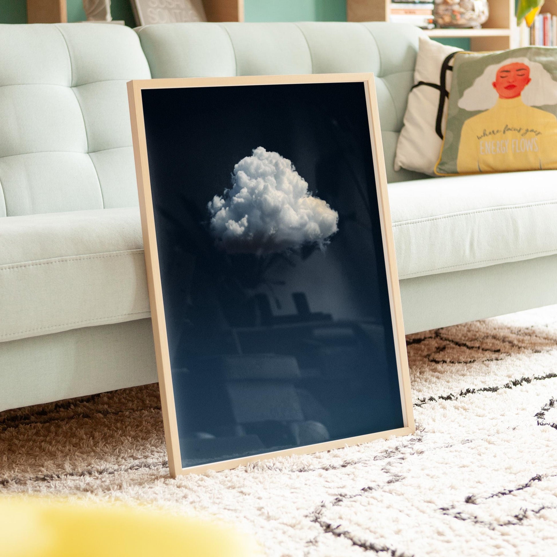 Cloud Wall Art Blue Wall Art Night Sky Print Abstract Art Print Minimalist Wall Art Indigo Art Maximalist Decor Sky Wall Art