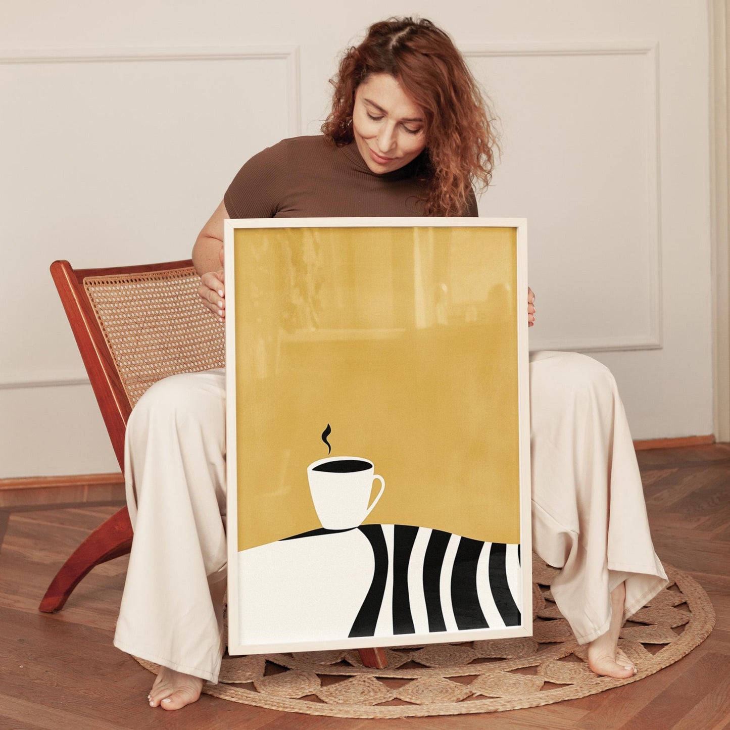 Coffee Cup Wall Art - Minimalist Kitchen Art | Modern Coffee Print Canvas