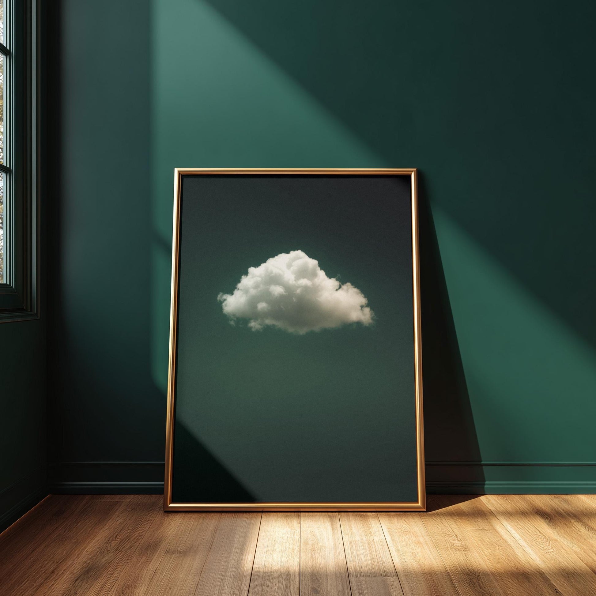 Emerald Green Cloud Framed Print Abstract Wall Art Minimalist Decor