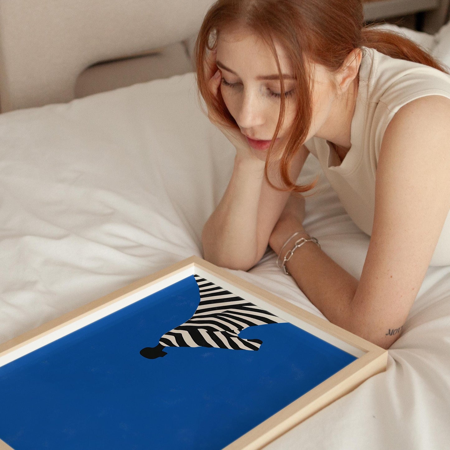 Electric Blue Wall Art – Cobalt Blue Artwork on Abstract Canvas Print, Framed