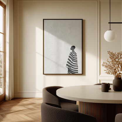 Figure Canvas Wall Art: Black and White Stripes - Floating Frame