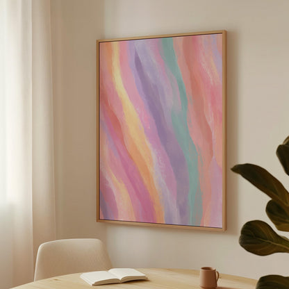 Canvas Wall Art: Abstract Pastel Painting - Floating Wood Frame