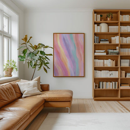Canvas Wall Art: Abstract Pastel Painting - Floating Wood Frame