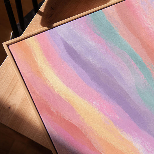 Canvas Wall Art: Abstract Pastel Painting - Floating Wood Frame