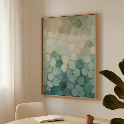 Abstract Circle Canvas Print: Green Beige Japandi Wall Art