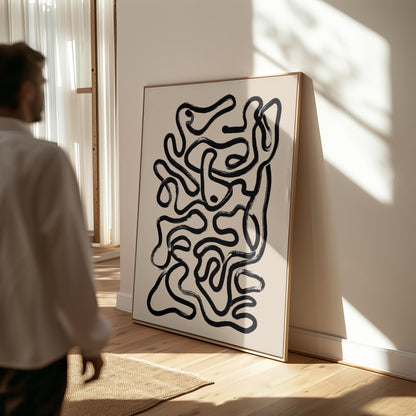 Minimalist Black and White Canvas Art (Floating Frame or Unframed)