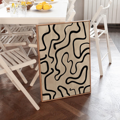 Abstract Line Canvas Print: Black and White Minimalist (Framed or Unframed)