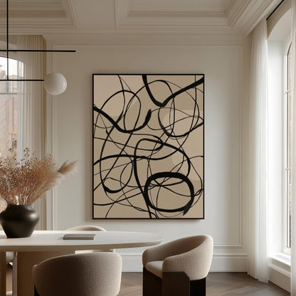 Minimalist Black and White Line Art Canvas (Floating Frame Options)