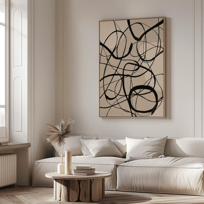Minimalist Black and White Line Art Canvas (Floating Frame Options)