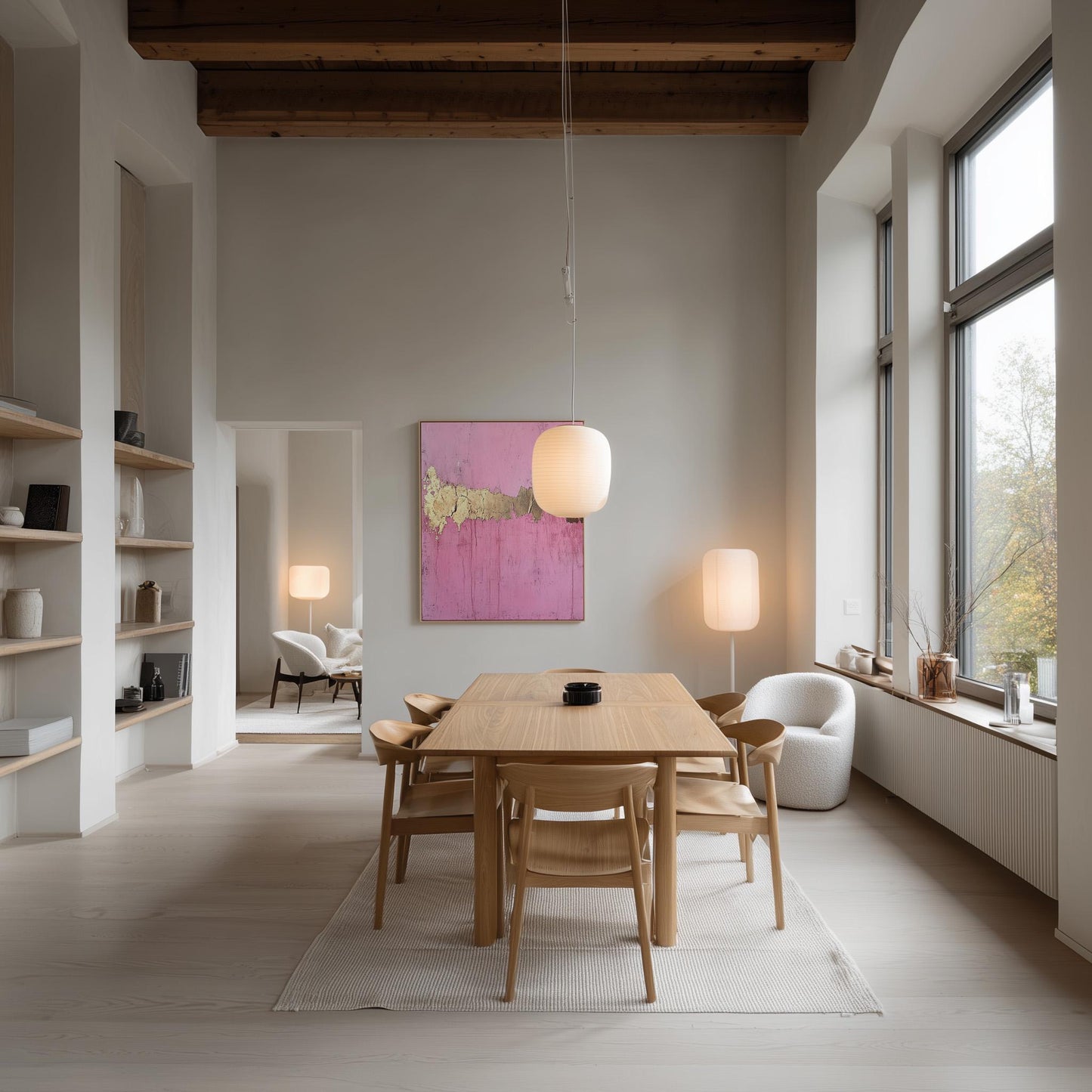 Pink and Gold Abstract Canvas Art: Modern Floating Frame