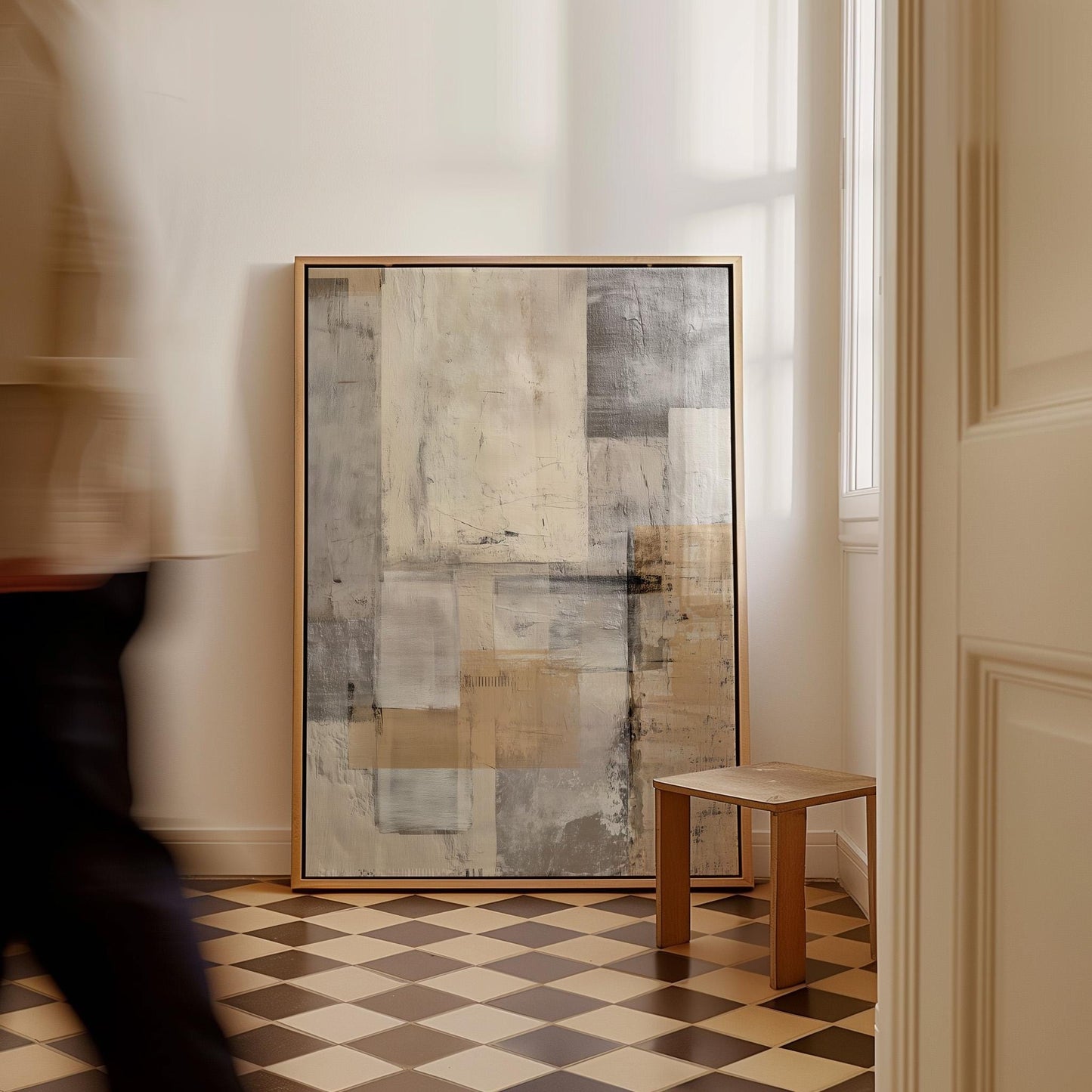 Abstract Landscape Wall Art: Neutral Earth Tones (Framed or Unframed)