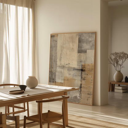 Abstract Landscape Wall Art: Neutral Earth Tones (Framed or Unframed)