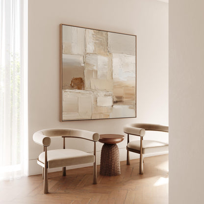Abstract Canvas Wall Art: Beige Neutral Texture (Floating Frame)