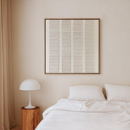 Square White Textured Canvas Wall Art Minimalist Neutral Floating Frame Wabi Sabi Wall Art for Bedroom Decor