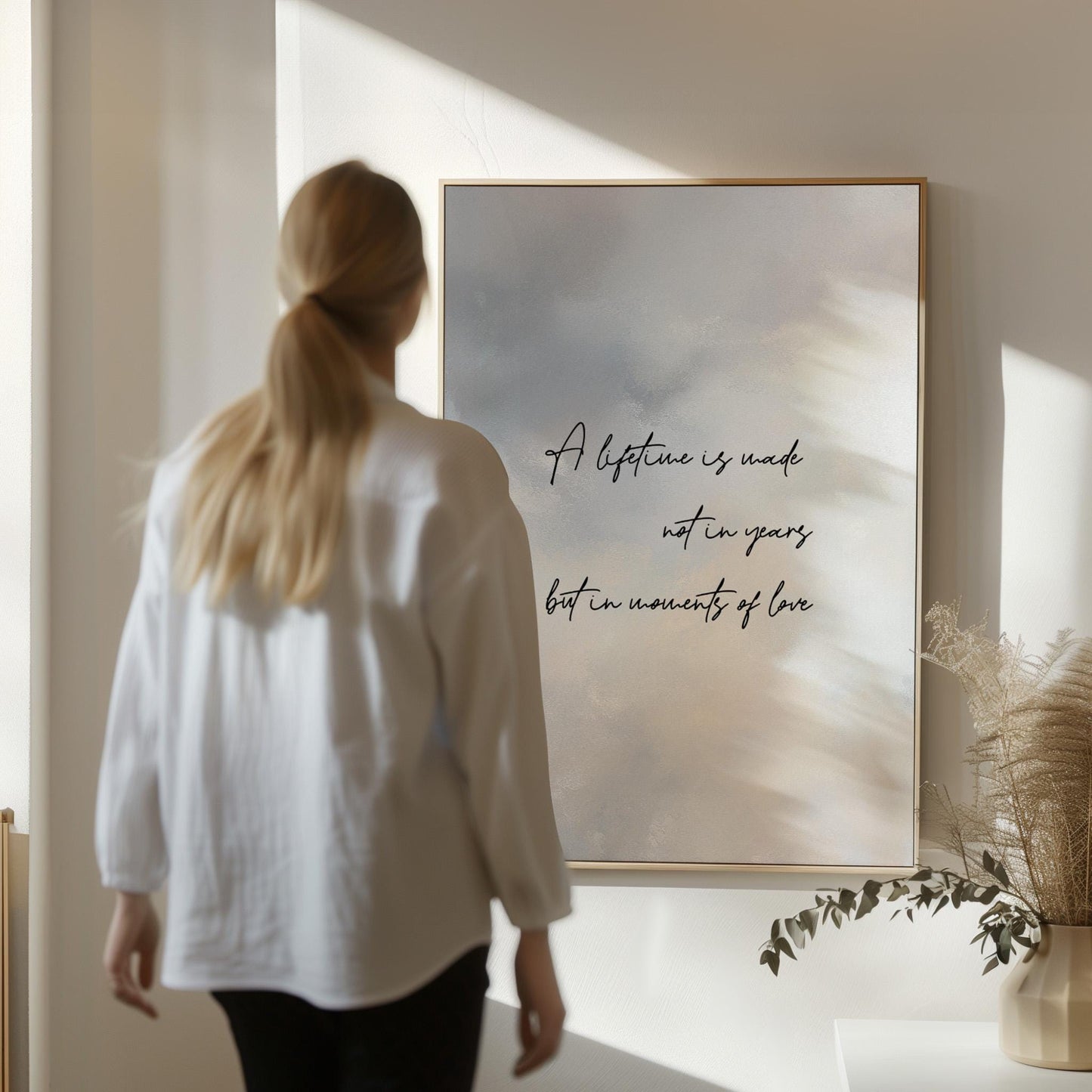 Neutral Minimalist Canvas Wall Art, Moments of love wall art, Floating Frame Wall Art, Large Wall Art Couples Gift Framed, Wedding gift