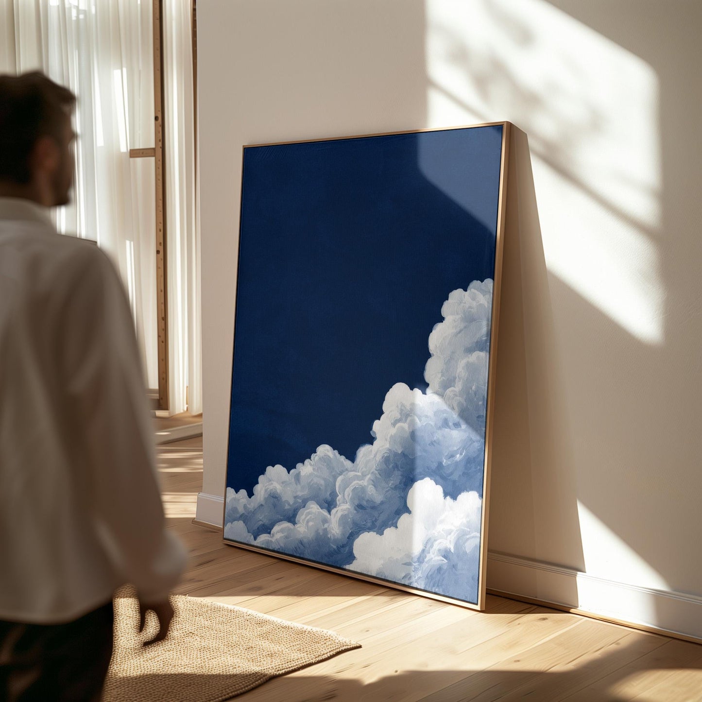 Cloud Wall Art Blue Wall Art Abstract Art Print Minimalist Wall Art Indigo Canvas Maximalist Decor Sky Wall Art Wedding Gift
