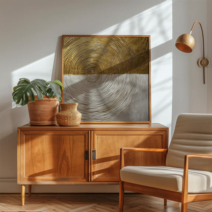 Canvas Wall Art: Gold and White Texture - Floating Frame Option
