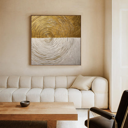 Canvas Wall Art: Gold and White Texture - Floating Frame Option