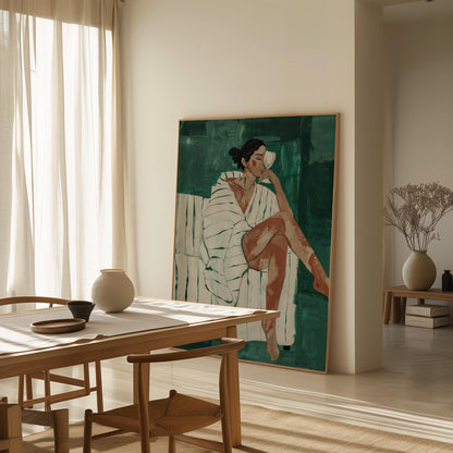 Woman Relaxing Canvas Wall Art Modern Minimalist Abstract Figure Large Print for Bedroom or Living Room