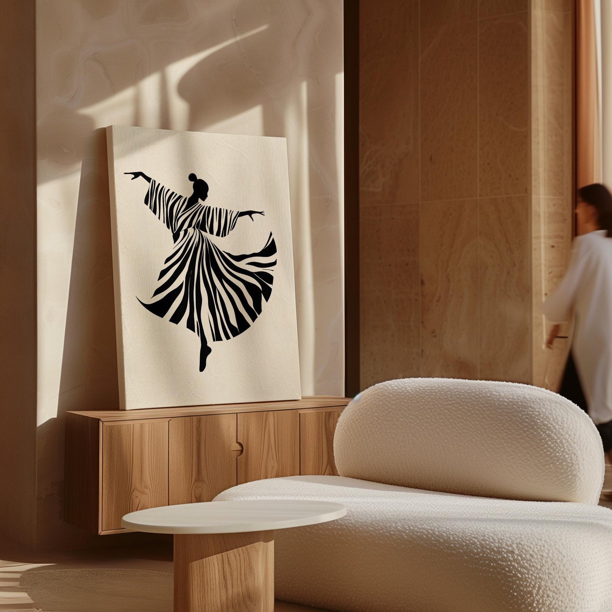 Dancer Wall Art Black and White Canvas Print Minimalist Modern Silhouette Large Wall Decor for Living Room or Bedroom