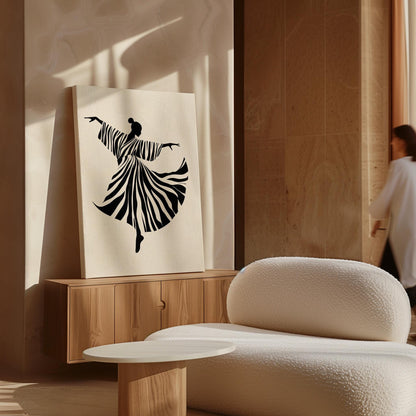 Dancer Wall Art Black and White Canvas Print Minimalist Modern Silhouette Large Wall Decor for Living Room or Bedroom