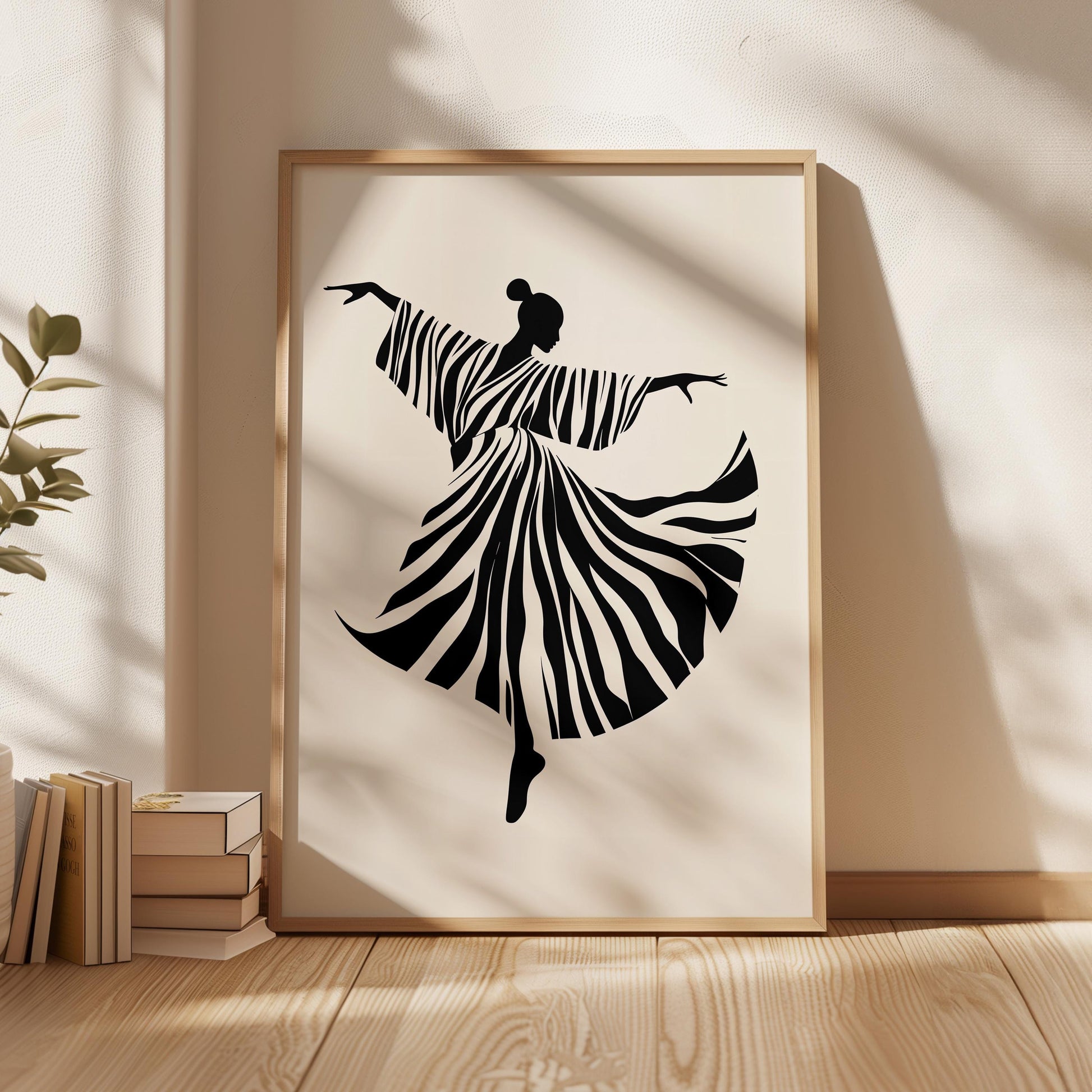 Dancer Wall Art Black and White Canvas Print Minimalist Modern Silhouette Large Wall Decor for Living Room or Bedroom