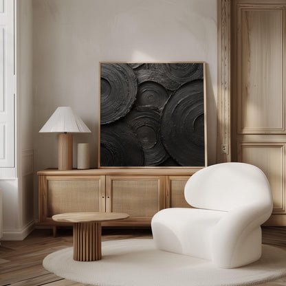 Abstract Black Circles Canvas Print: Minimalist Square Wall Art