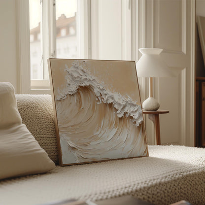 Coastal Wave Canvas Wall Art - Minimalist Beach House Decor