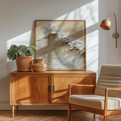 Coastal Wave Canvas Wall Art - Minimalist Beach House Decor