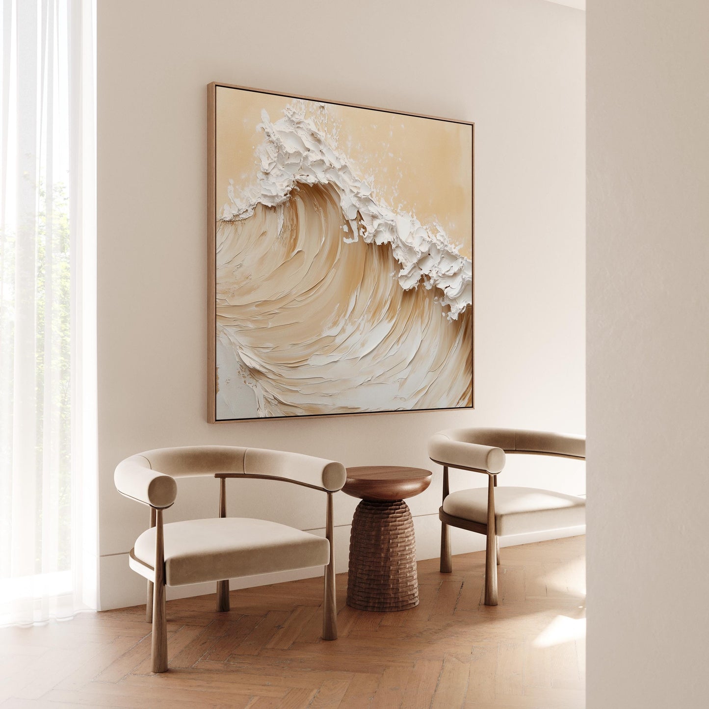 Coastal Wave Canvas Wall Art - Minimalist Beach House Decor