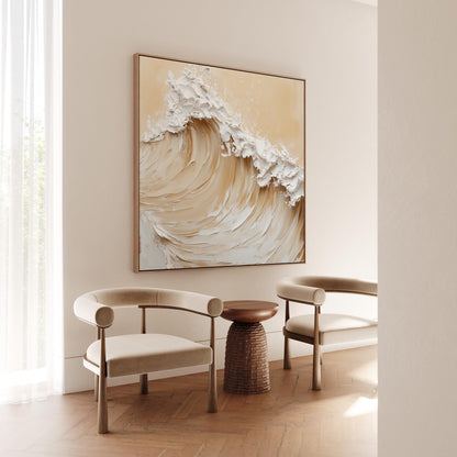 Coastal Wave Canvas Wall Art - Minimalist Beach House Decor