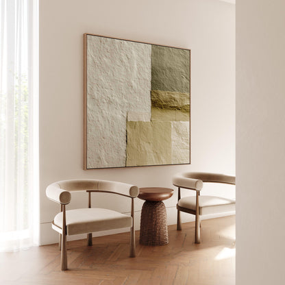 Abstract Canvas Wall Art - Green Beige Minimalist Geometric Print