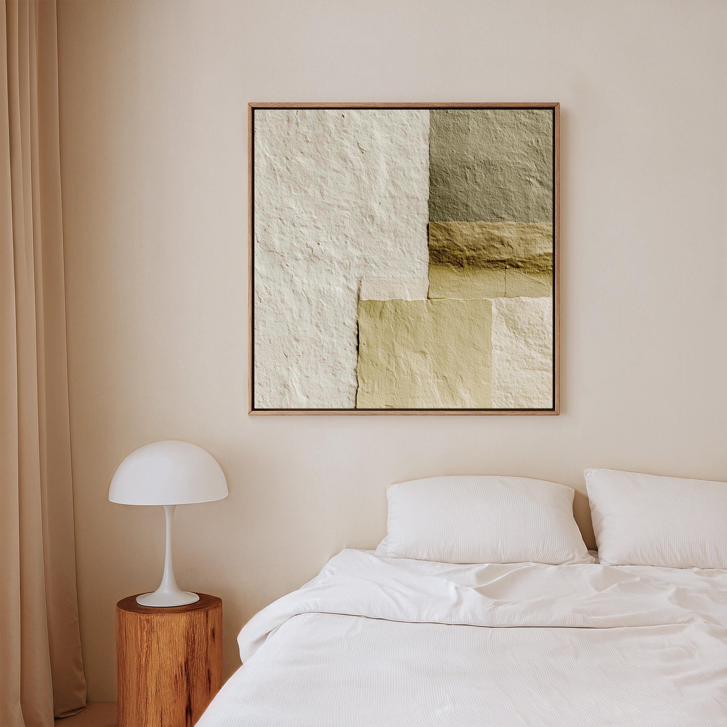 Abstract Canvas Wall Art - Green Beige Minimalist Geometric Print