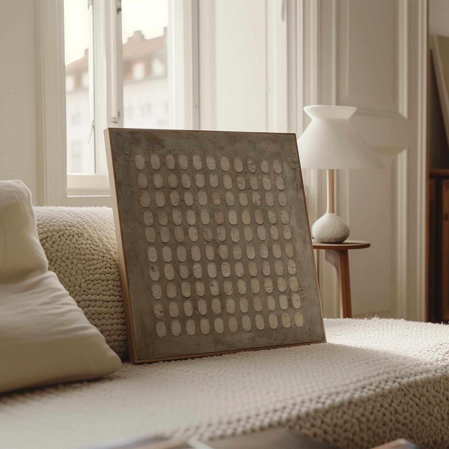 Geometric Canvas Wall Art: Minimalist Earth Tones (Square