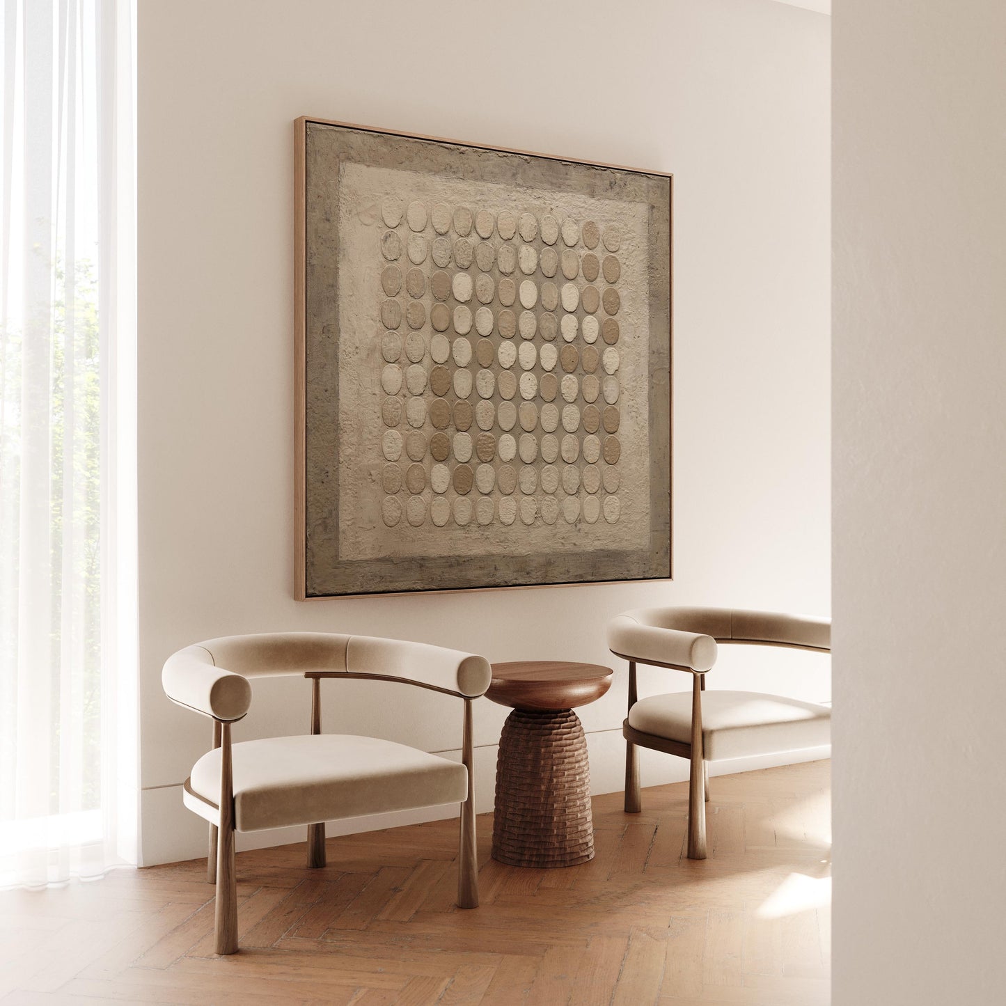 Neutral Geometric Canvas Art