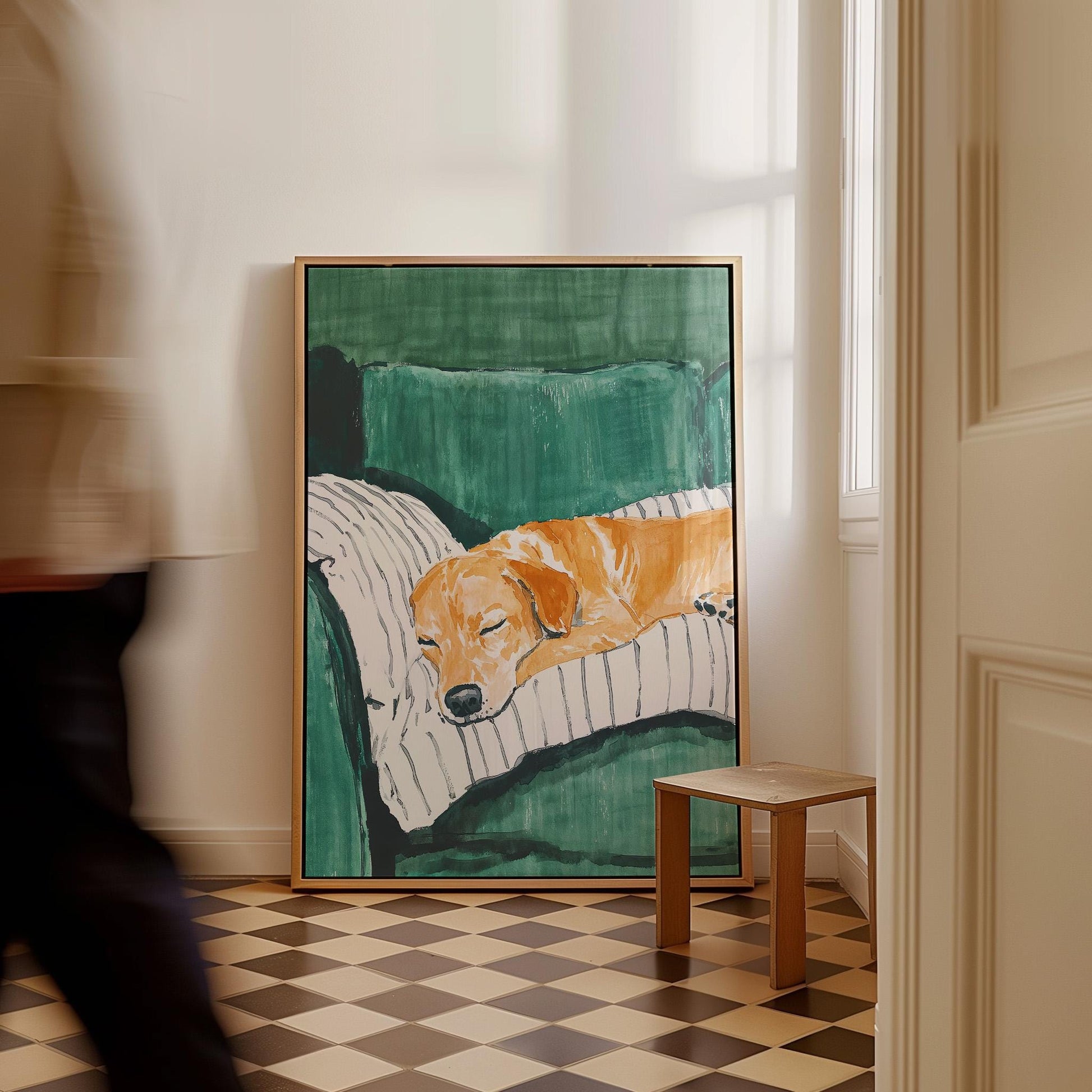 Dog Wall Art Sleeping Golden Retriever Canvas Print Cozy Pet Artwork for Living Room Bedroom or Office