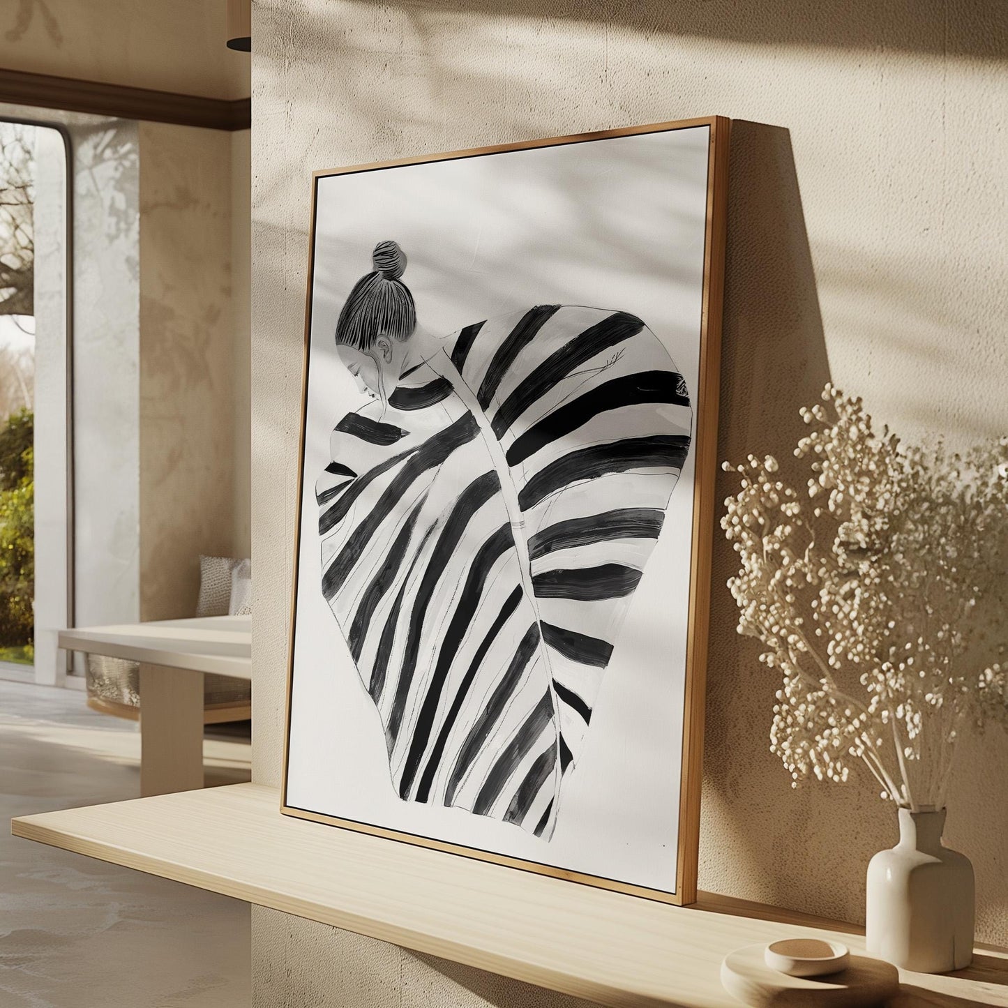 Minimalist Wall Art Black and White Abstract Woman Canvas Print Modern Artwork for Bedroom Living Room or Office