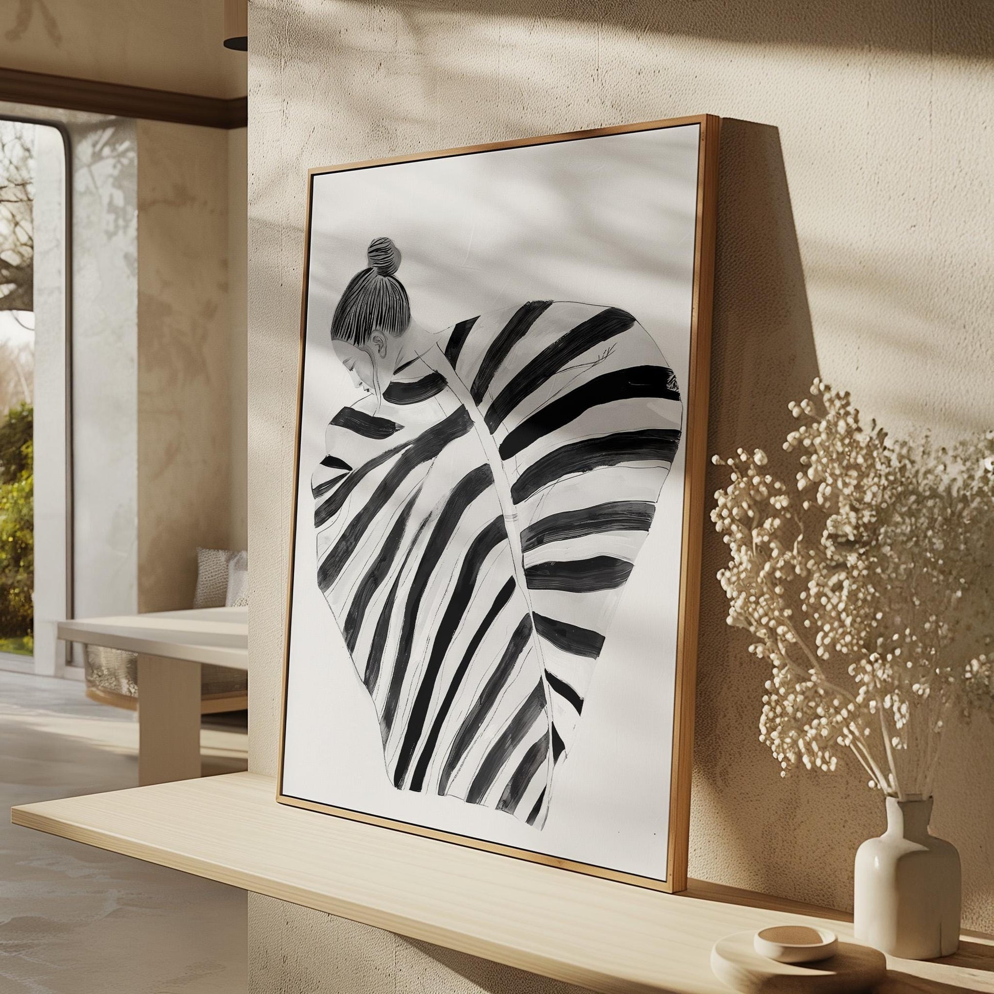 Minimalist Wall Art Black and White Abstract Woman Canvas Print Modern Artwork for Bedroom Living Room or Office
