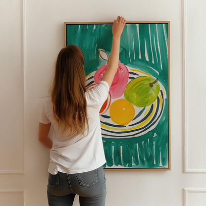 Colorful Fruit Bowl Wall Art Modern Abstract Kitchen Print Dining Room Decor Canvas Painting Bright Food Artwork Gift for Friends