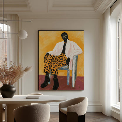 Woman Canvas Wall Art, Fashion Illustration Print, Large Living Room Decor, Minimalist Art, Canvas Floater Frame, Colorful Wall Art